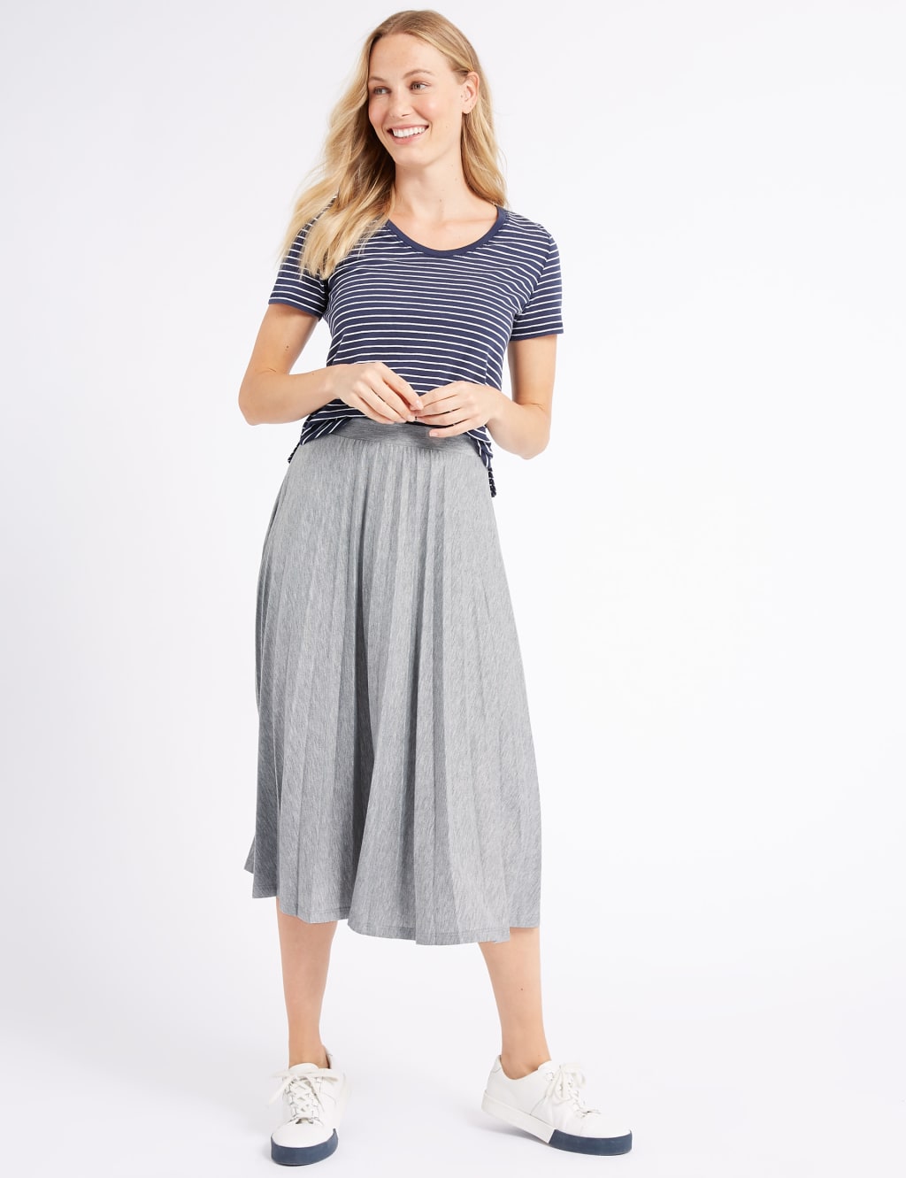 Jersey Pleated Midi Skirt M S Collection M S