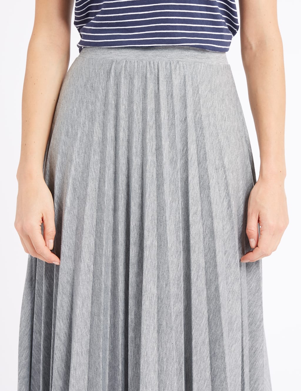 Grey pleated jersey midi skirt 2025