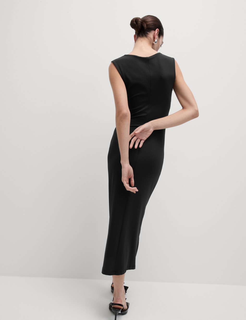 Asymmetric Ruched Midaxi Bodycon Dress