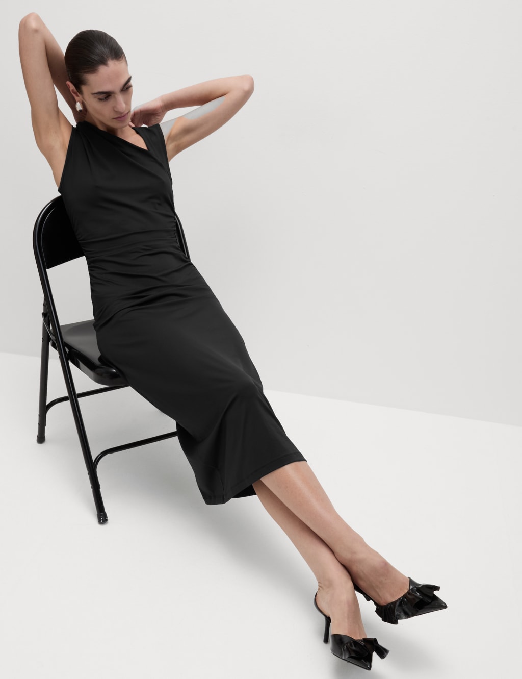 Asymmetric Ruched Midaxi Bodycon Dress