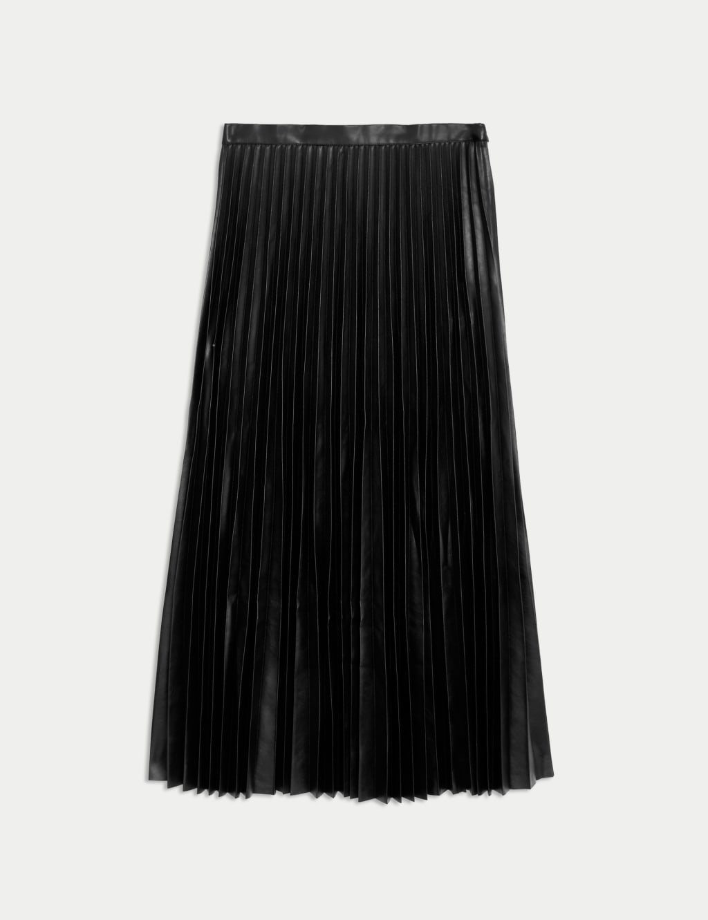 Leather Look Pleated Maxi Skirt