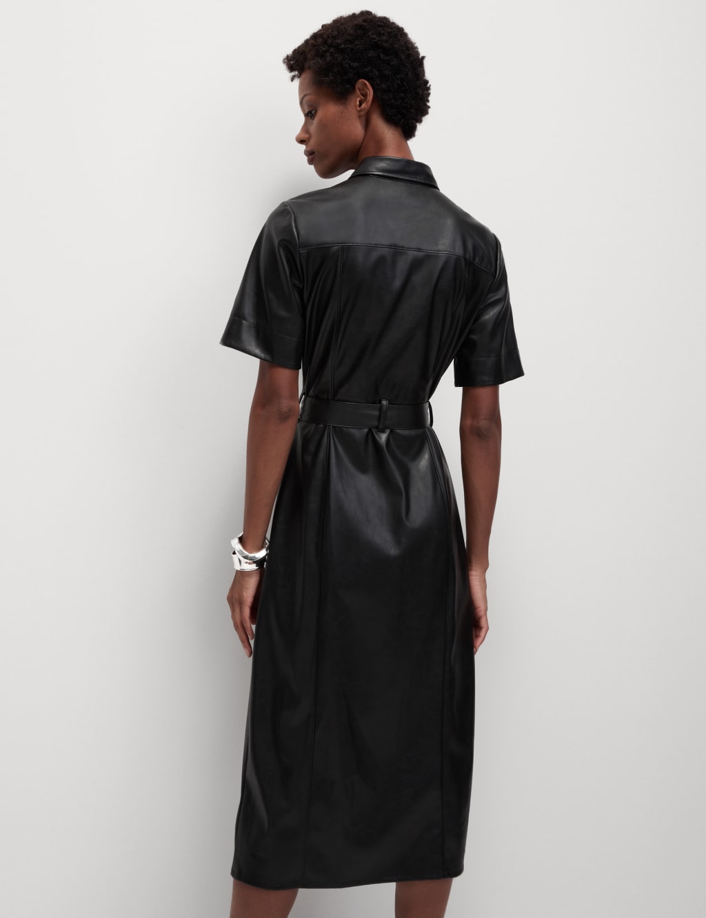Faux leather t shirt dress discount