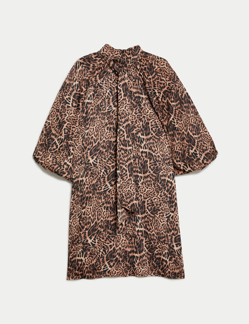 Animal Print Tie Neck Mini Shift Dress M S Collection M S