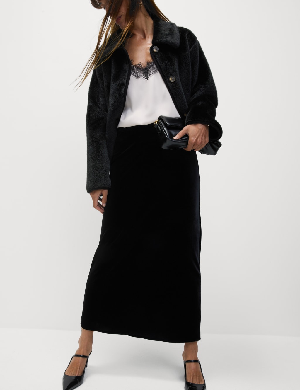 Velvet Midaxi Slip Skirt