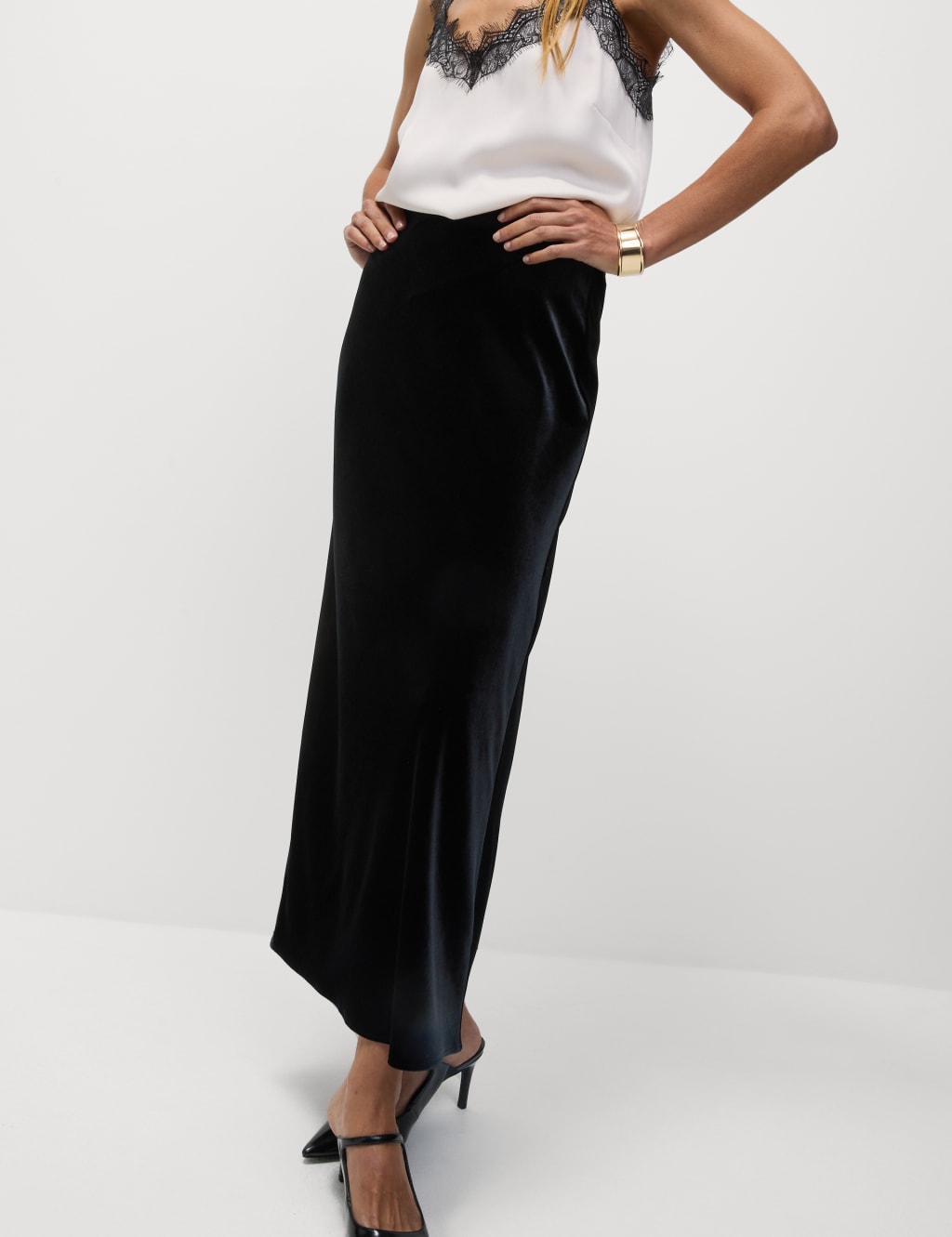 Velvet Midaxi Slip Skirt