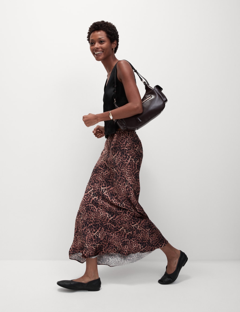M&s collection animal print slip midi skirt cheap