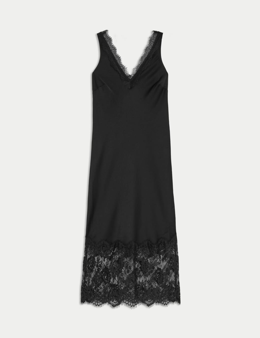 V Neck Lace Insert Midaxi Slip Dress