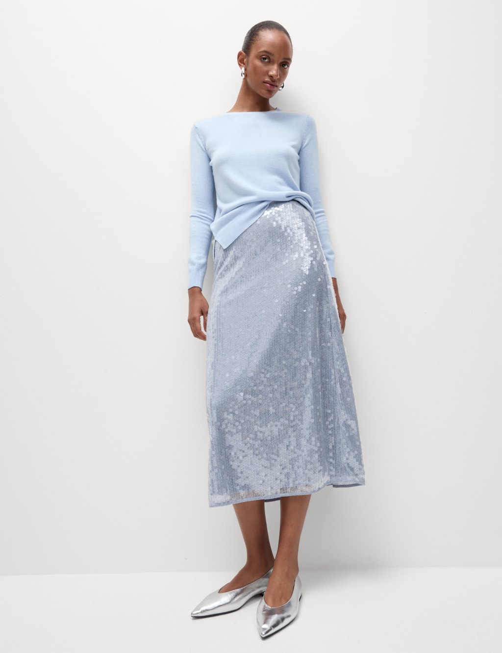 Sequin Midi Slip Skirt M S Collection M S