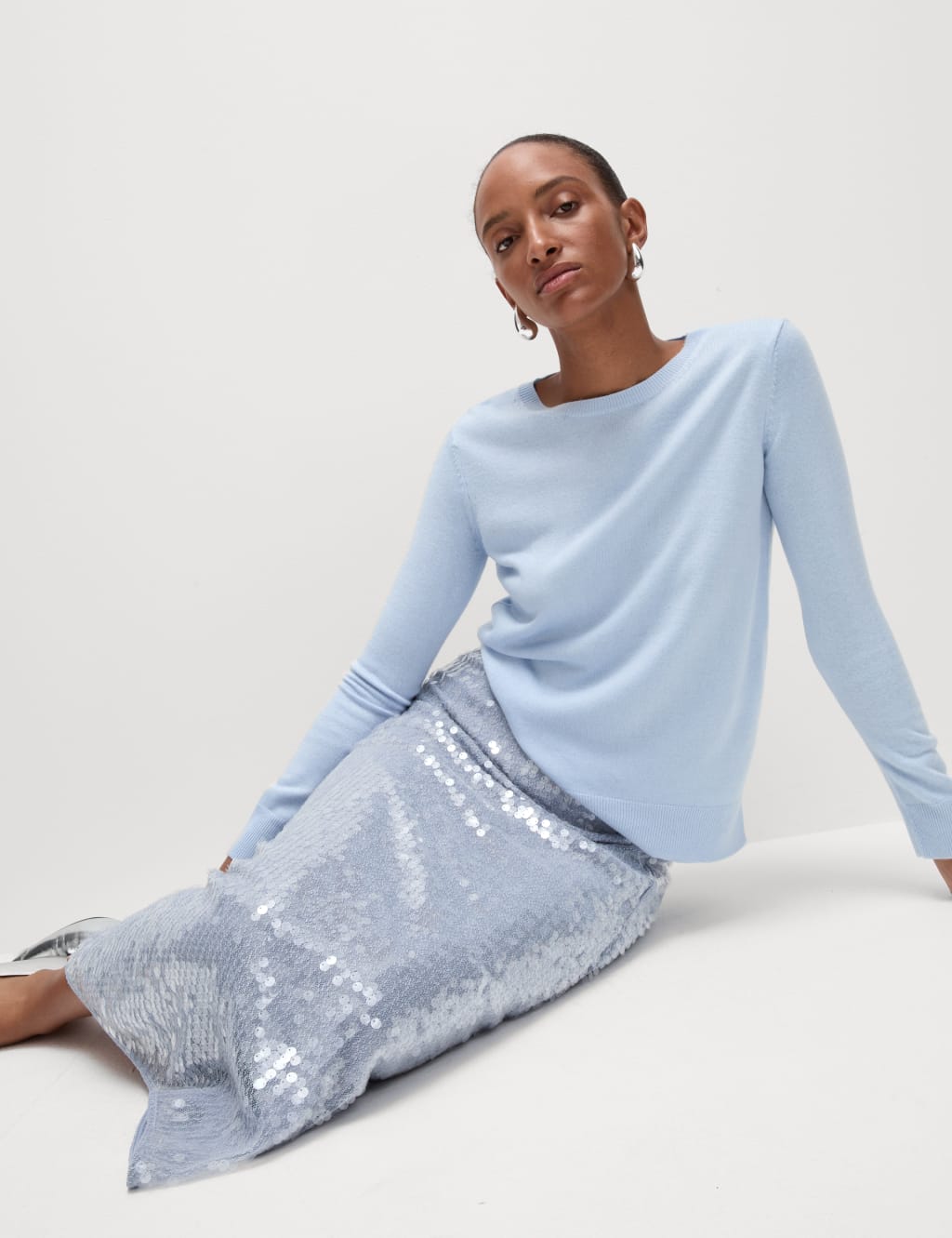 Sequin Midi Slip Skirt M S Collection M S