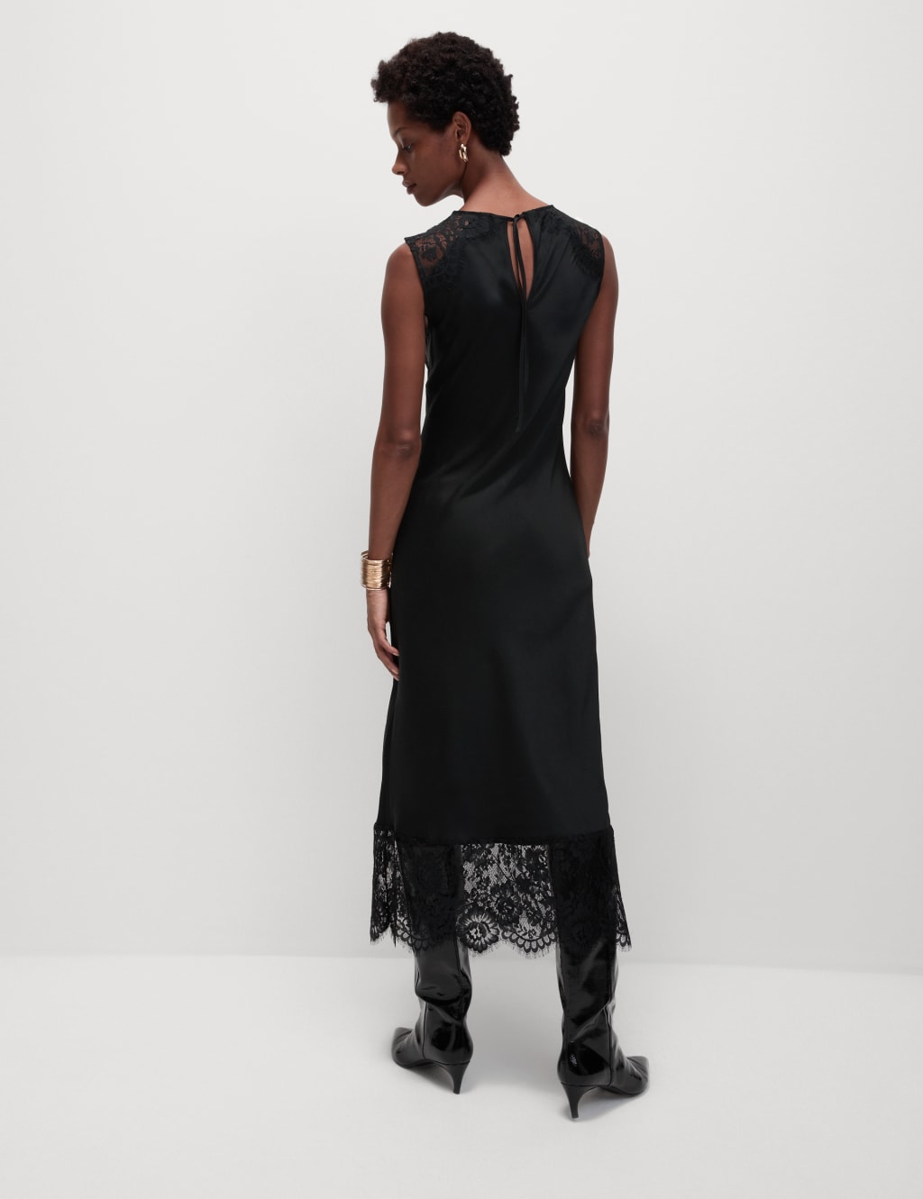 Satin Lace Insert Midaxi Slip Dress M S Collection M S