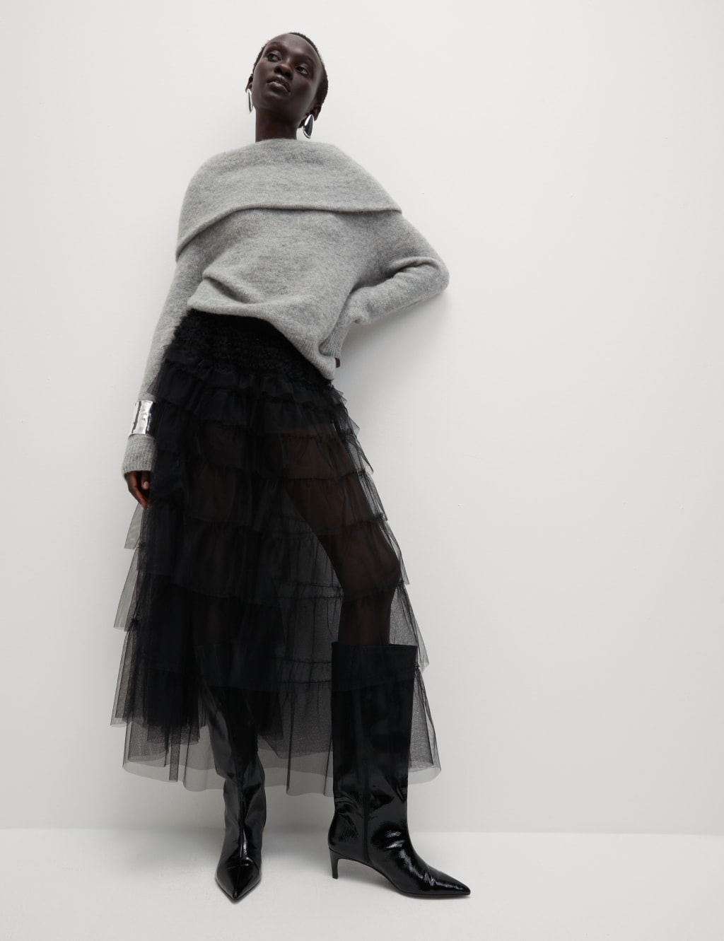 Tulle Midaxi Tiered Skirt