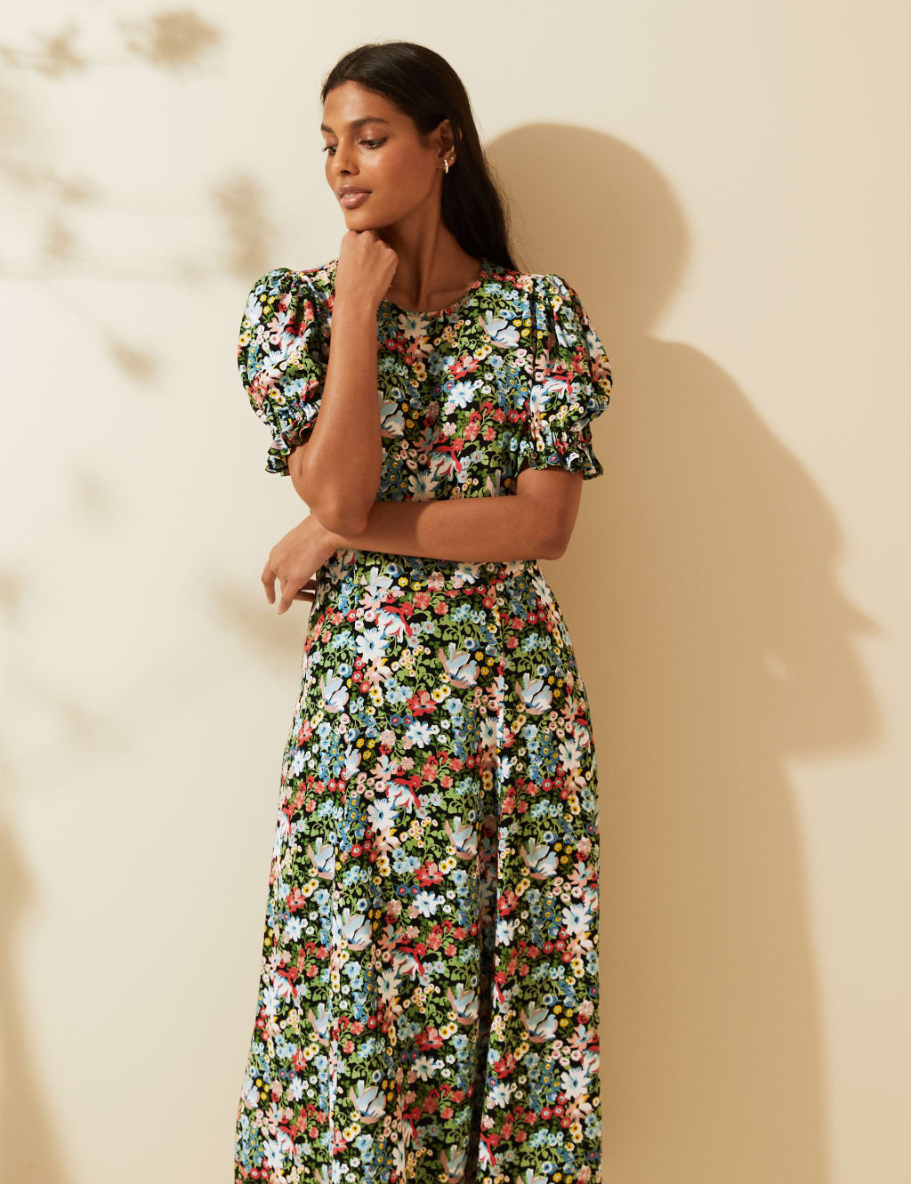 Floral Puff Sleeve Midi Tea Dress 5 of 7