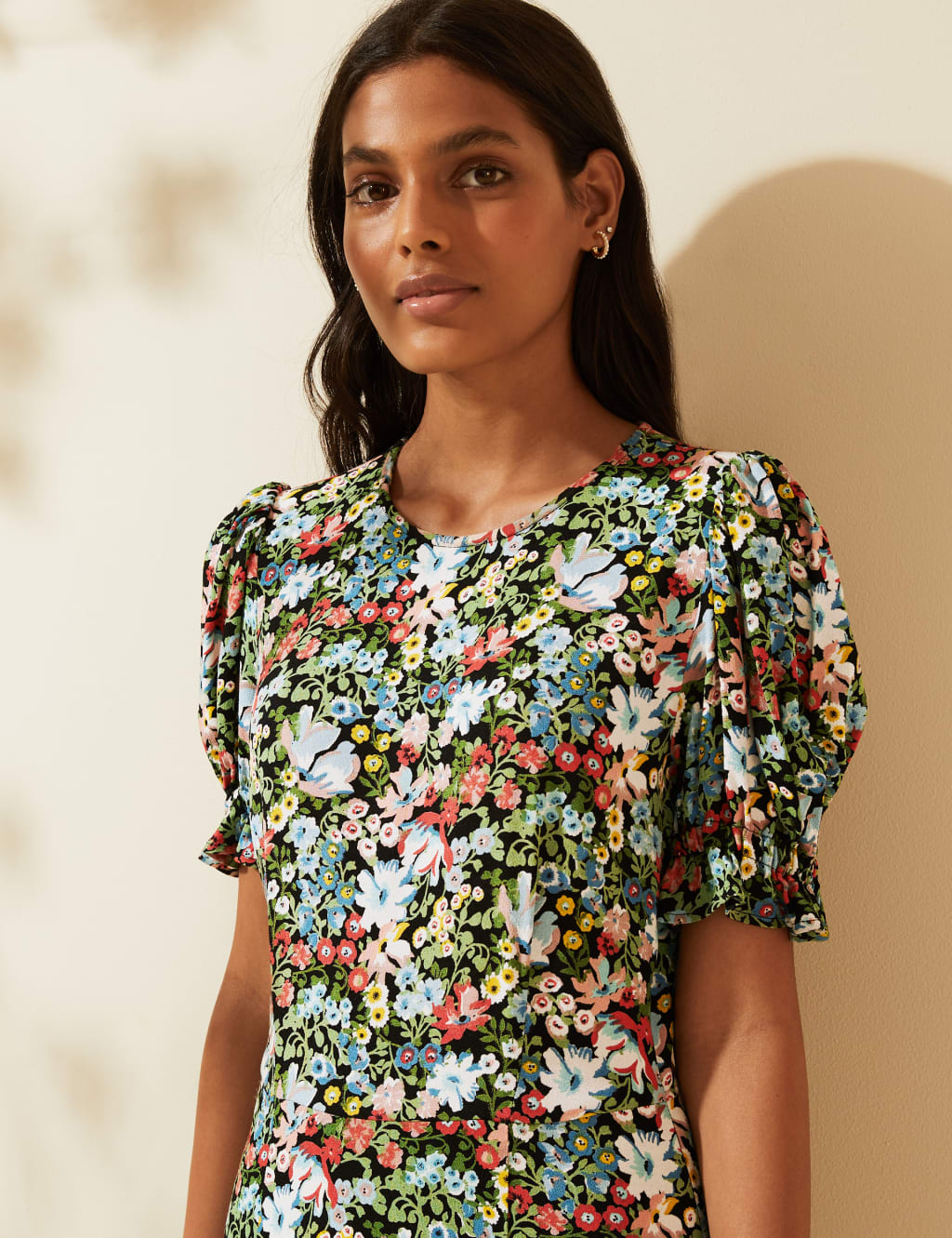 Floral Puff Sleeve Midi Tea Dress 7 of 7