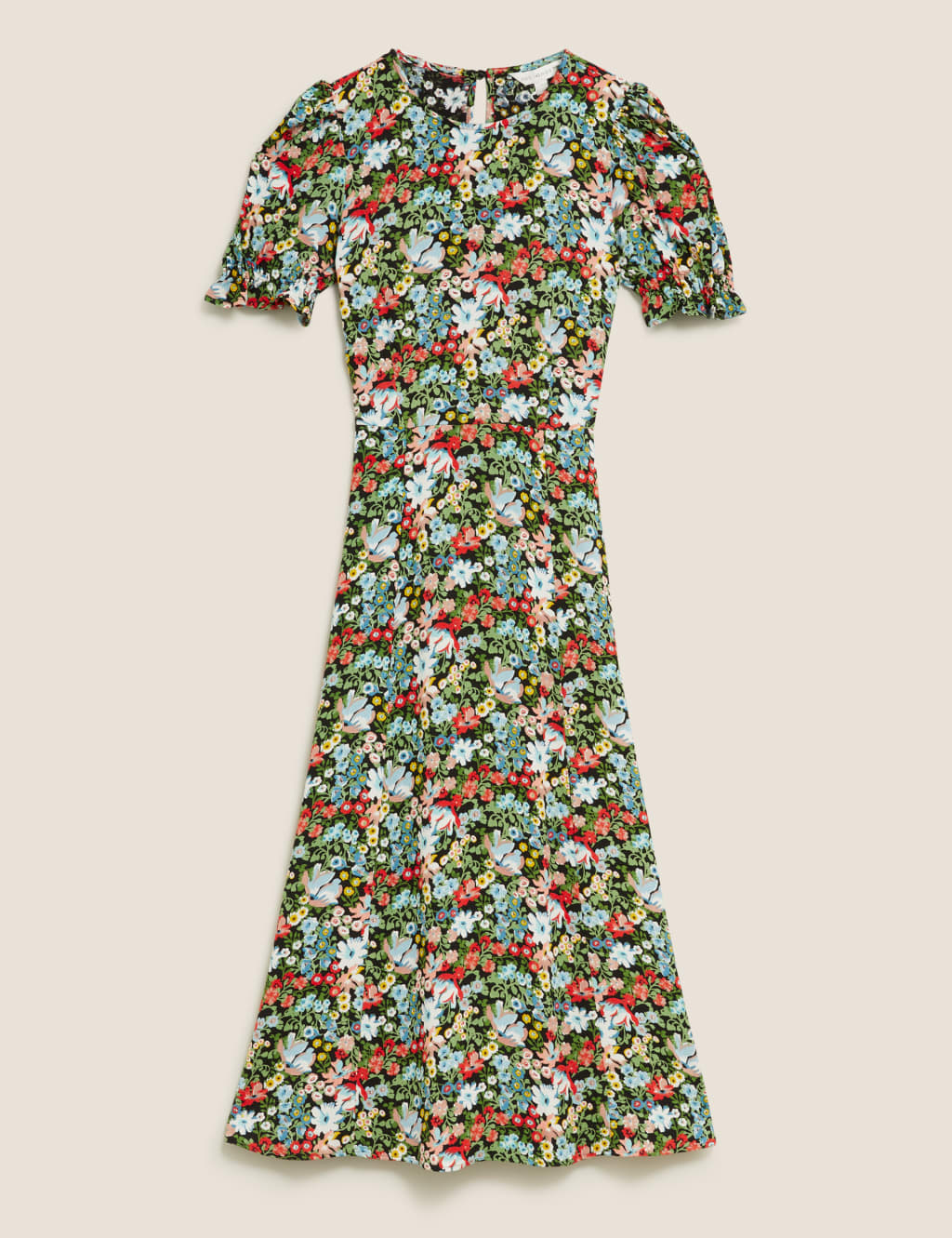 Floral Puff Sleeve Midi Tea Dress 2 of 7