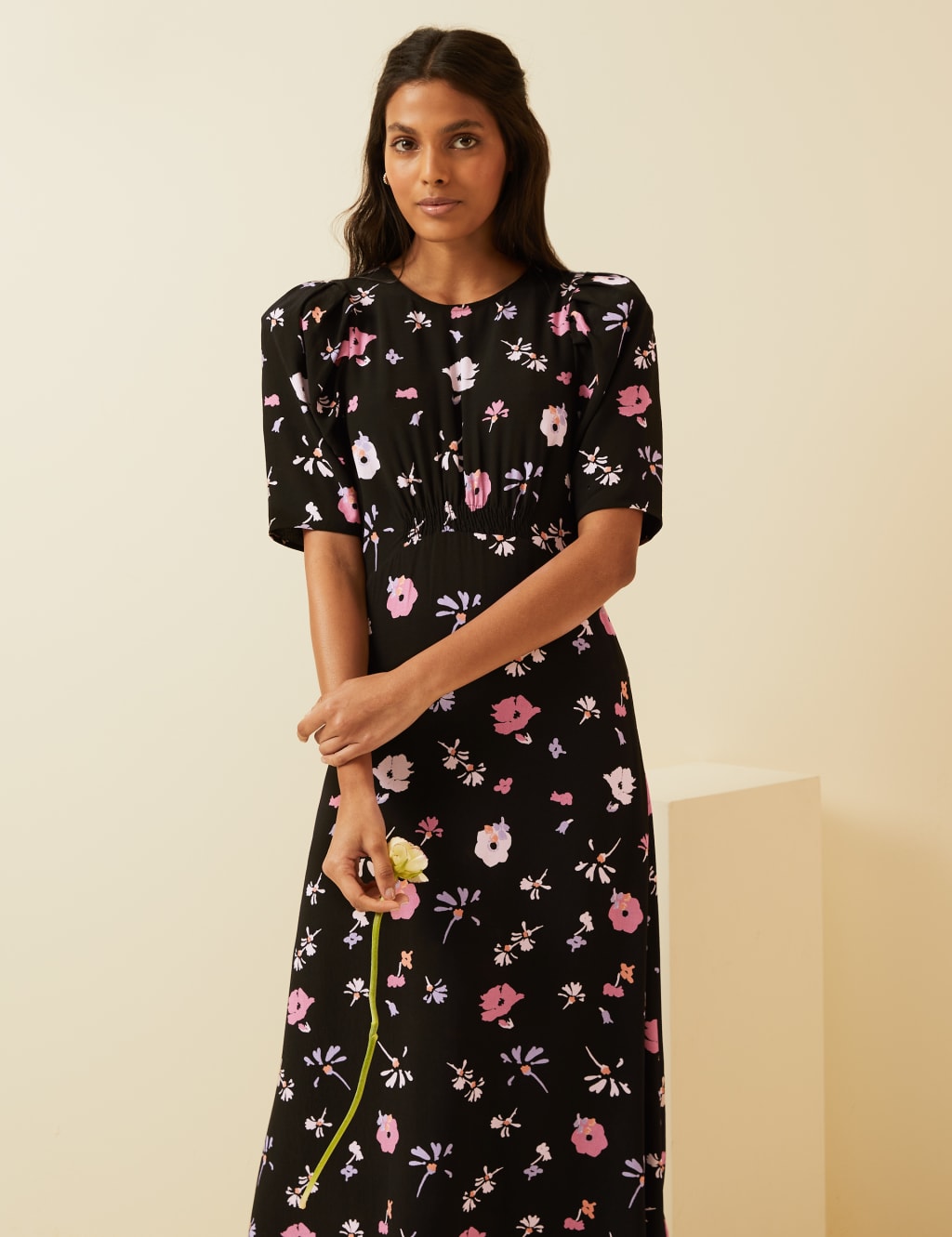 Floral Puff Sleeve Midi Tea Dress 6 of 7