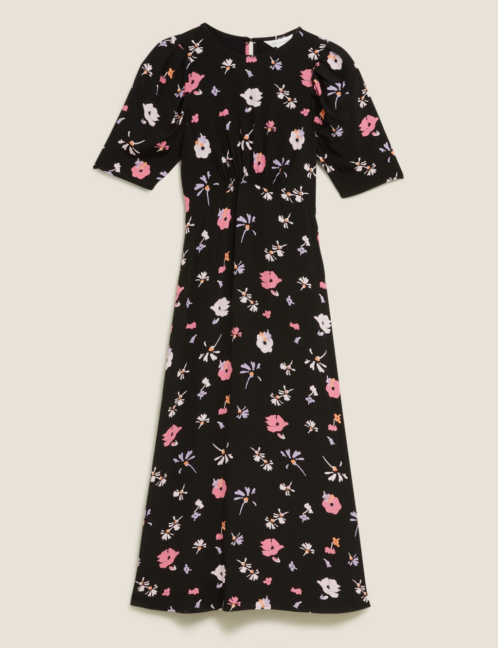 Floral Puff Sleeve Midi Tea Dress 2 of 7