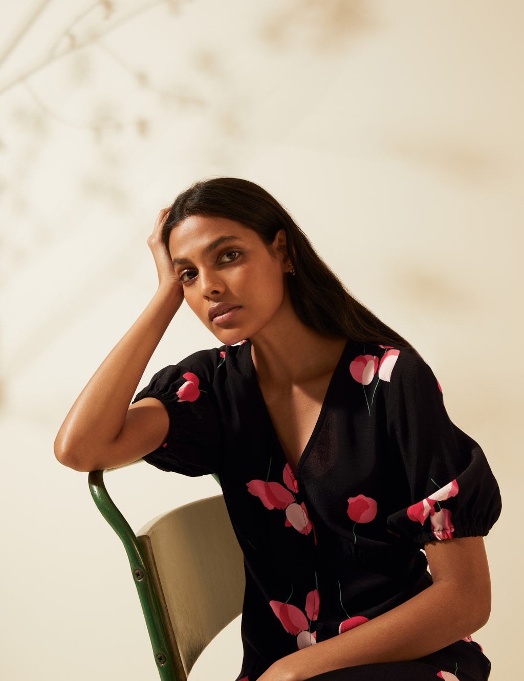Floral V-Neck Button Through Midi Tea Dress 5 of 7