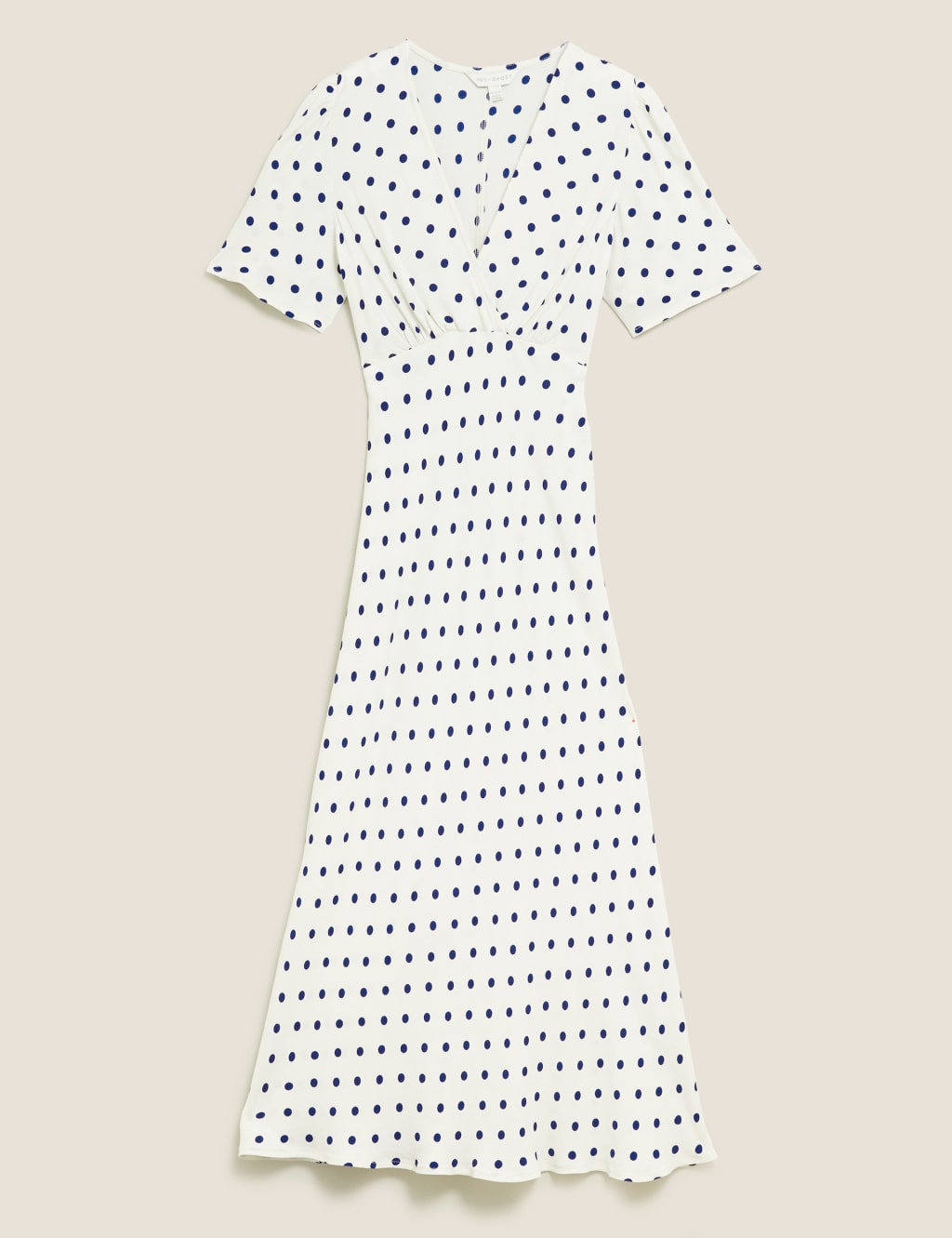 Polka Dot V-Neck Angel Sleeve Midi Dress 2 of 7