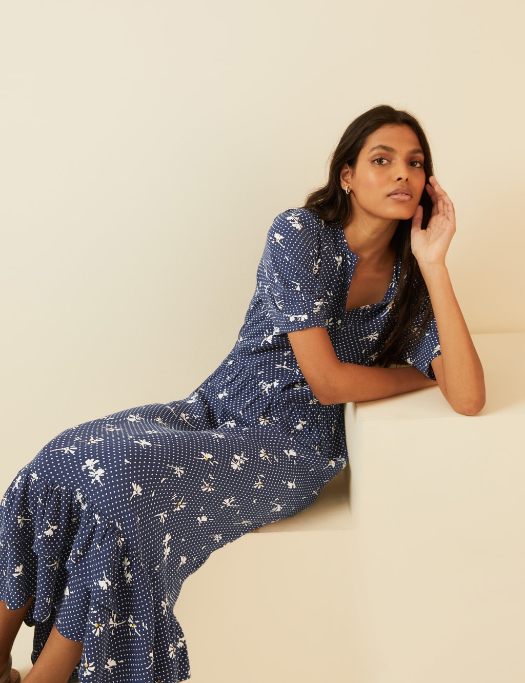 Floral ruffle tea dress 2025