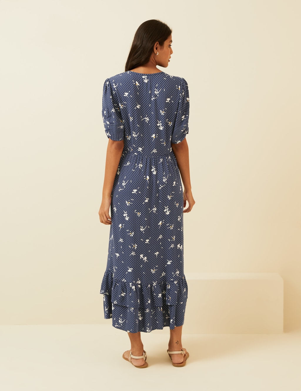 Floral Ruffle Hem Midi Tea Dress 4 of 7