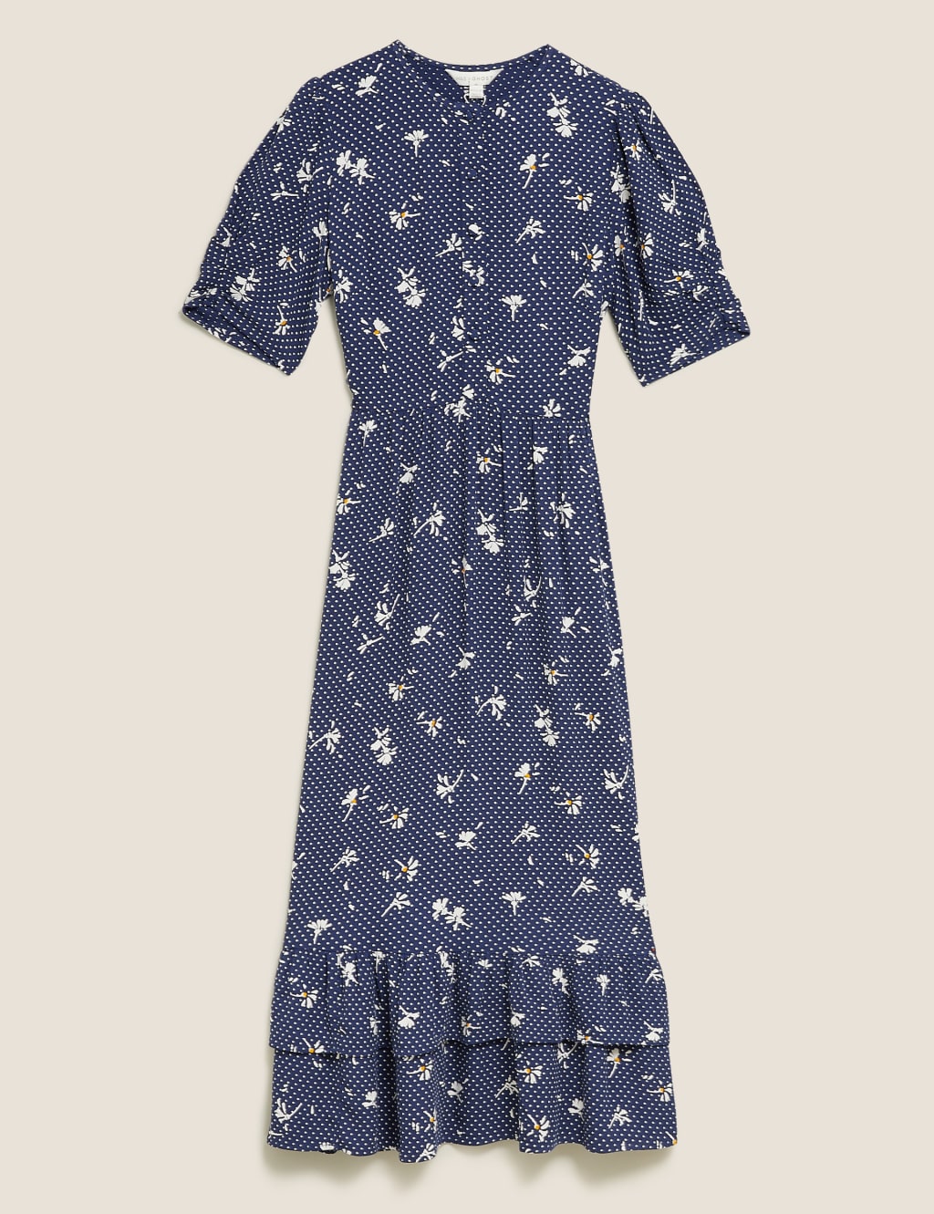 Floral Ruffle Hem Midi Tea Dress 2 of 7