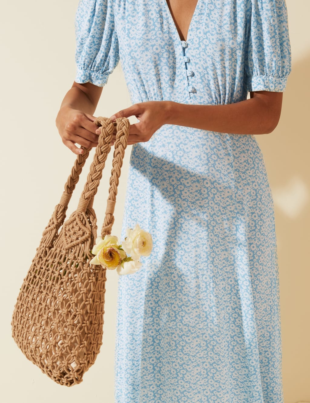 Floral V-Neck Puff Sleeve Midi Tea Dress 5 of 7