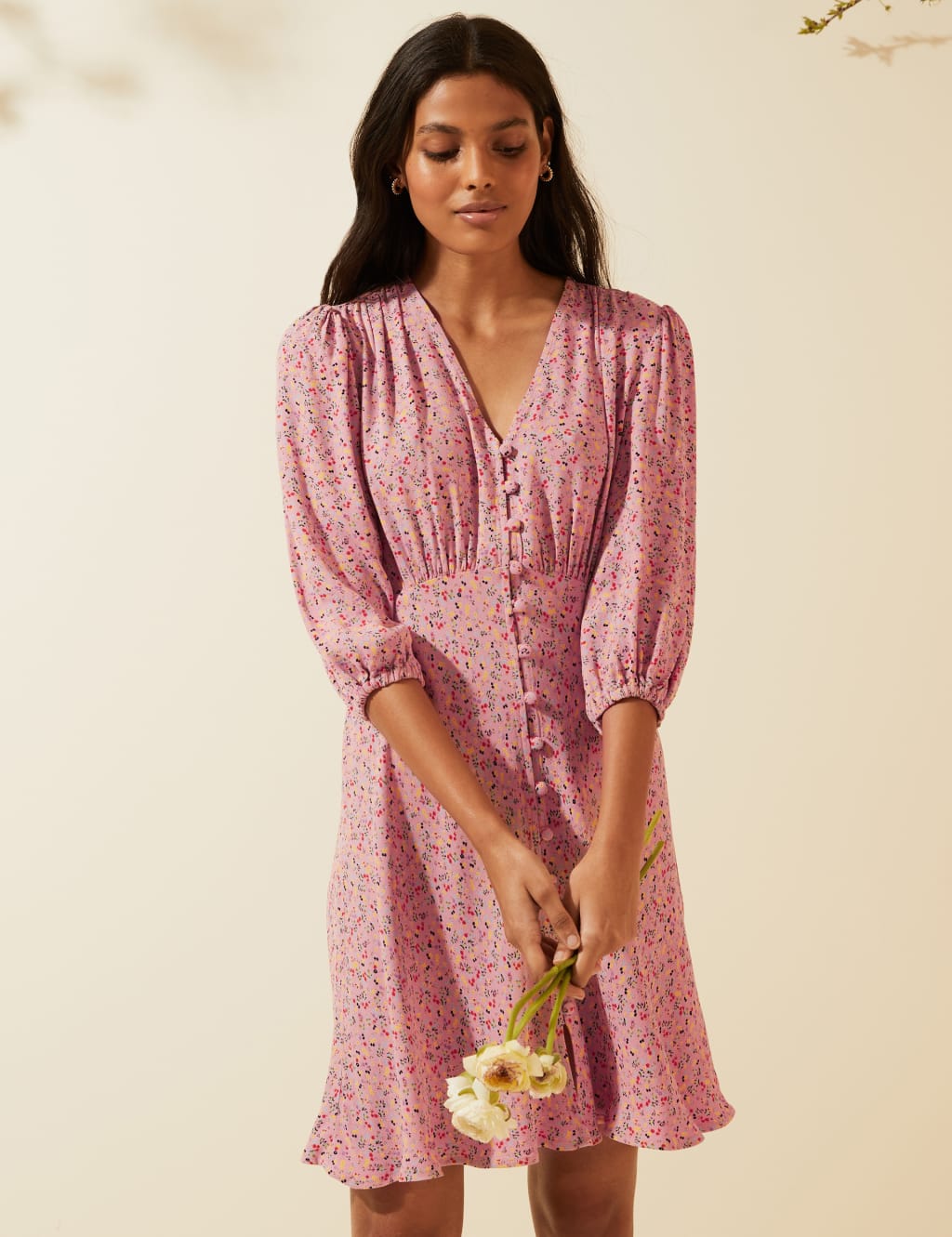 Floral mini tea dress best sale