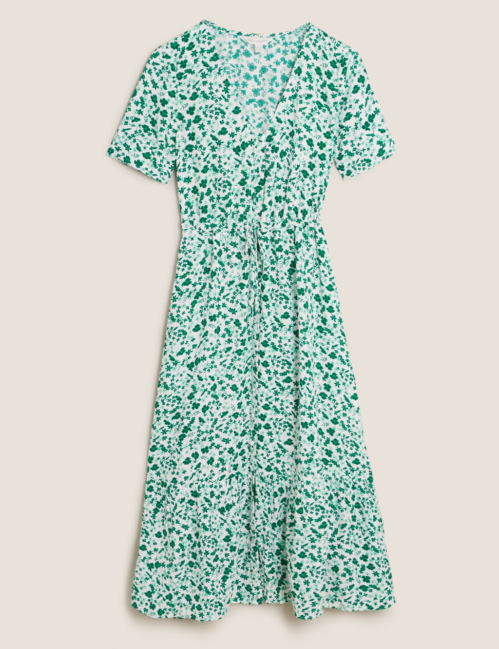 Ditsy Floral V-Neck Tie Waist Midi Dress 2 of 6