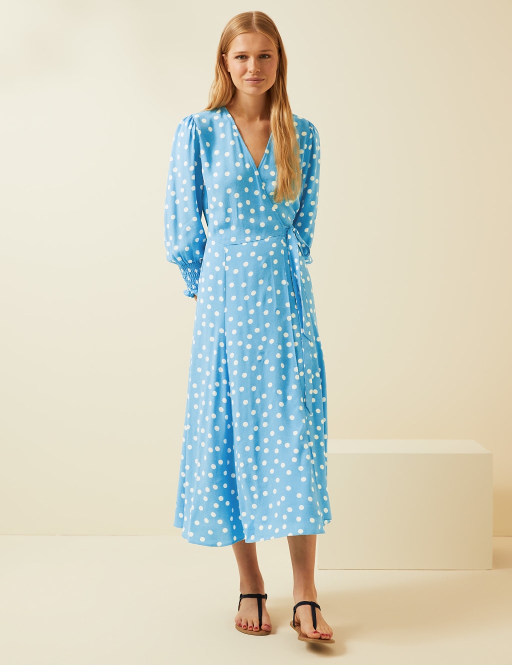 Polka Dot Midi Wrap Dress 3 of 7