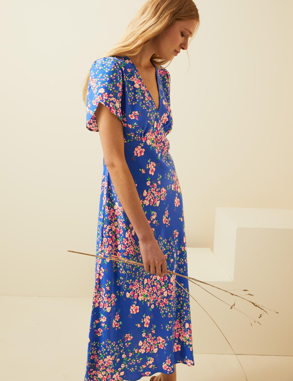 Floral V-Neck Midi Tea Dress 1 of 7