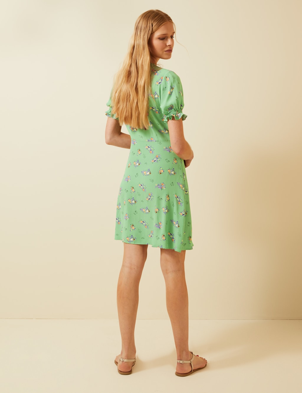 Floral V-Neck Mini Tea Dress 5 of 8