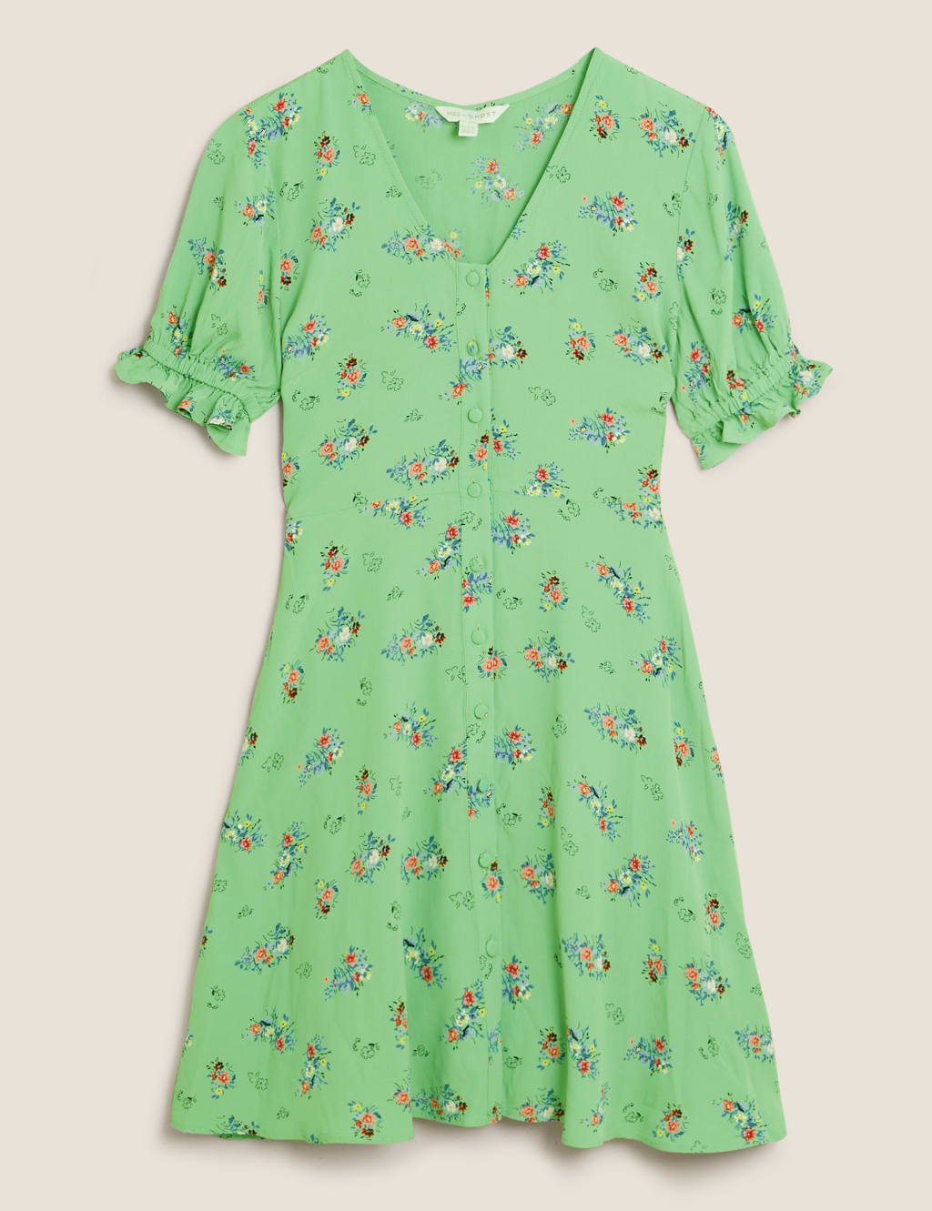 Floral V-Neck Mini Tea Dress 2 of 8