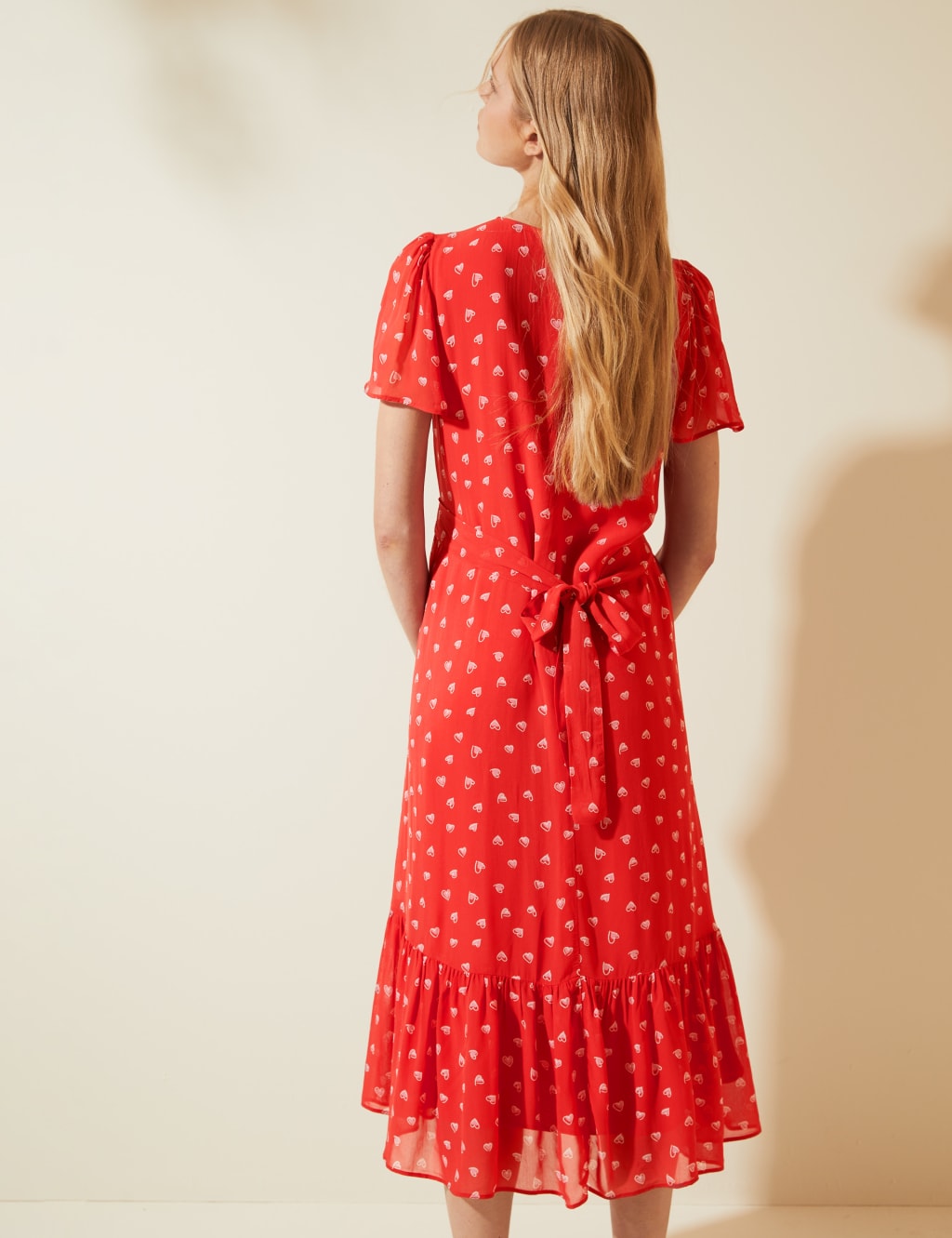 Heart Print V-Neck Midi Tea Dress 5 of 8