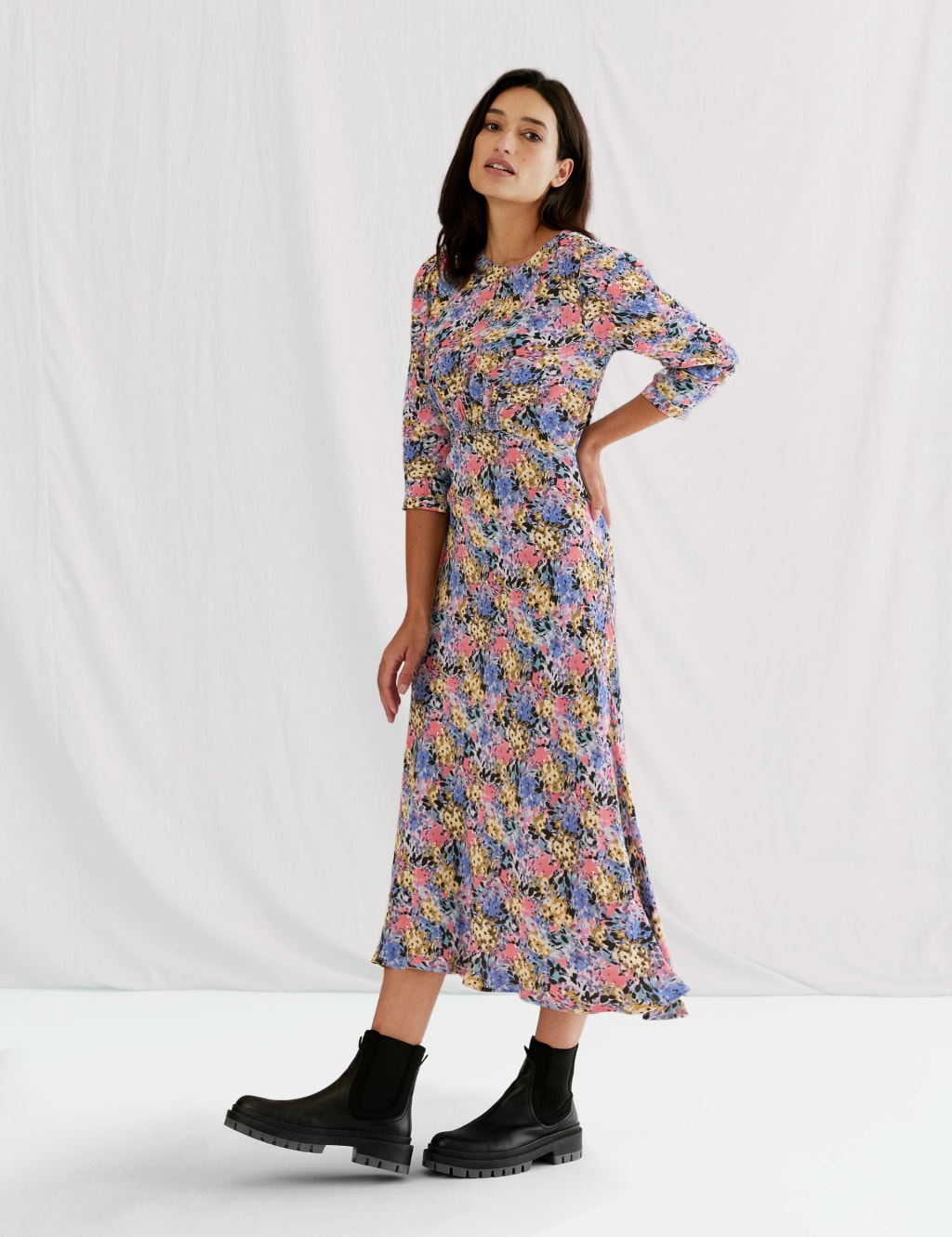 Floral Empire Line Midi Tea Dress M S X GHOST M S