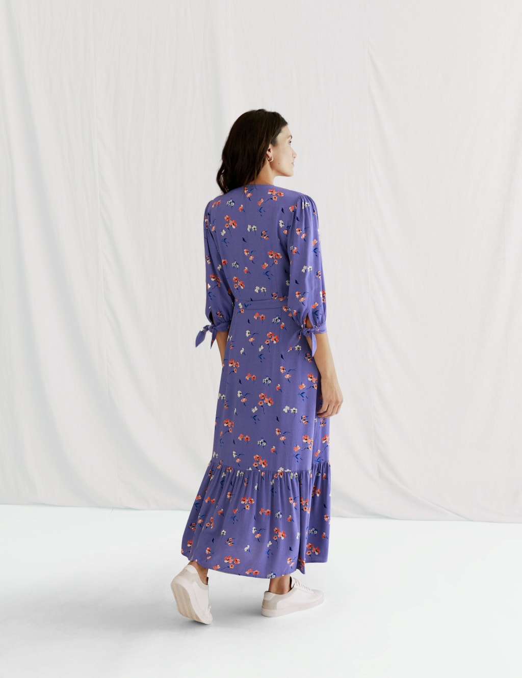 Floral Tie Sleeve Midi Wrap Dress 4 of 5