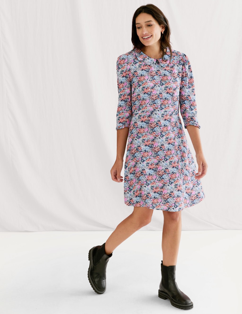 Floral Frill Collar Knee Length Tea Dress 3 of 6