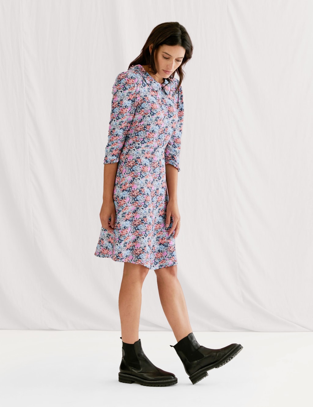 Floral Frill Collar Knee Length Tea Dress 4 of 6