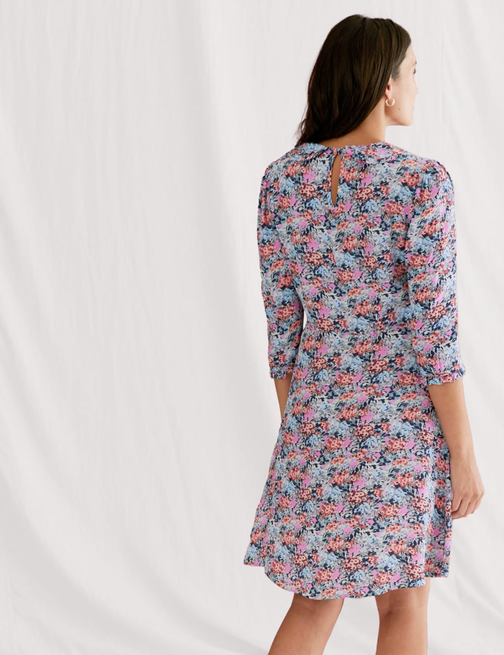 Floral Frill Collar Knee Length Tea Dress 5 of 6