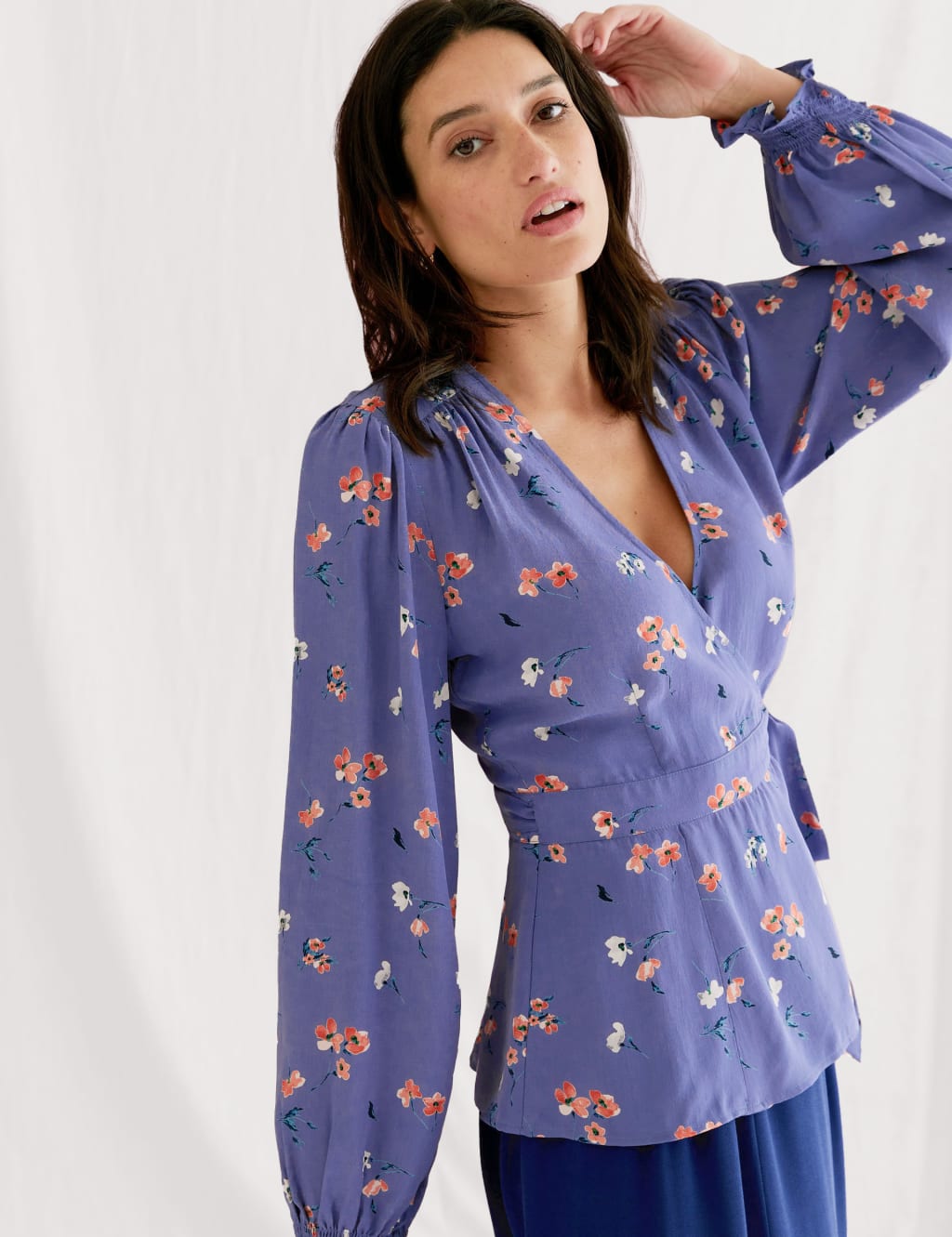 Floral Long Sleeve Wrap Top 1 of 5