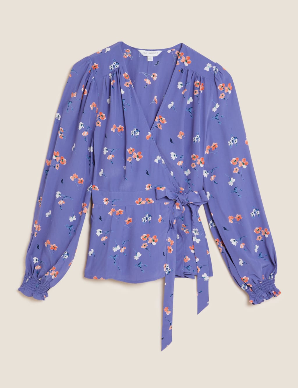 Floral Long Sleeve Wrap Top 2 of 5