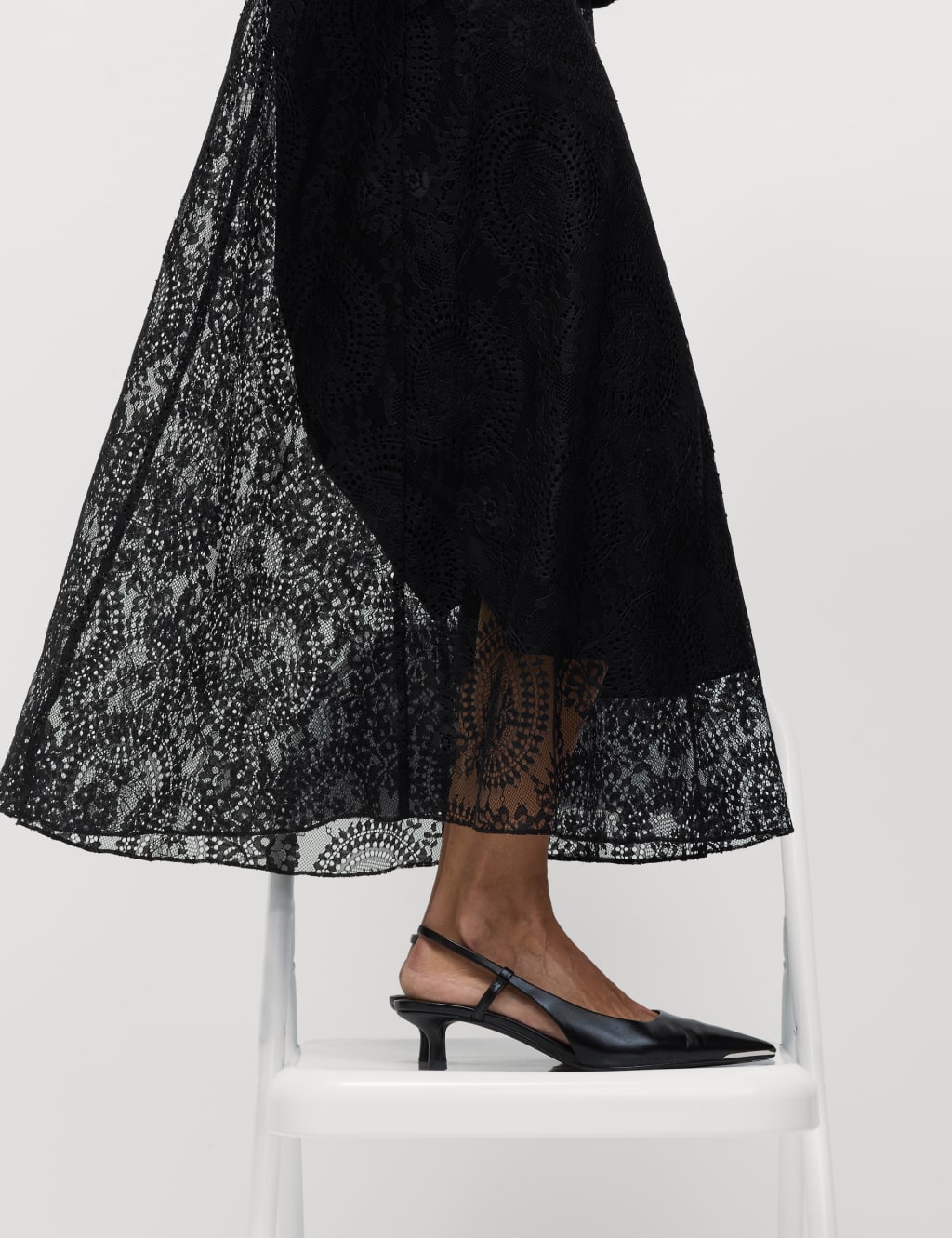 Lace Maxi Skirt with Cotton