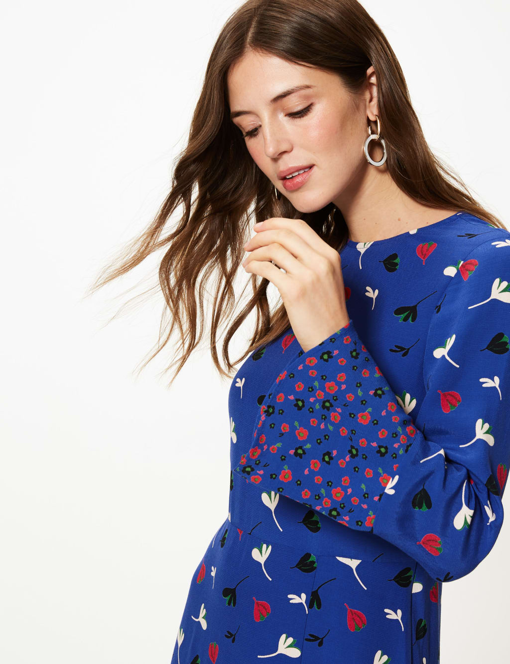 Floral Print Waisted Midi Dress 3 of 4