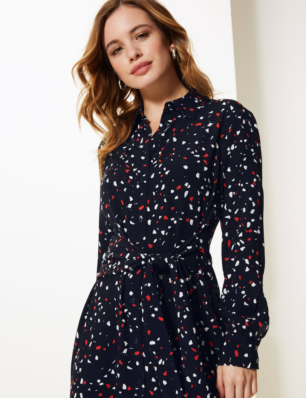 PETITE Printed Shirt Midi Dress 1 of 4