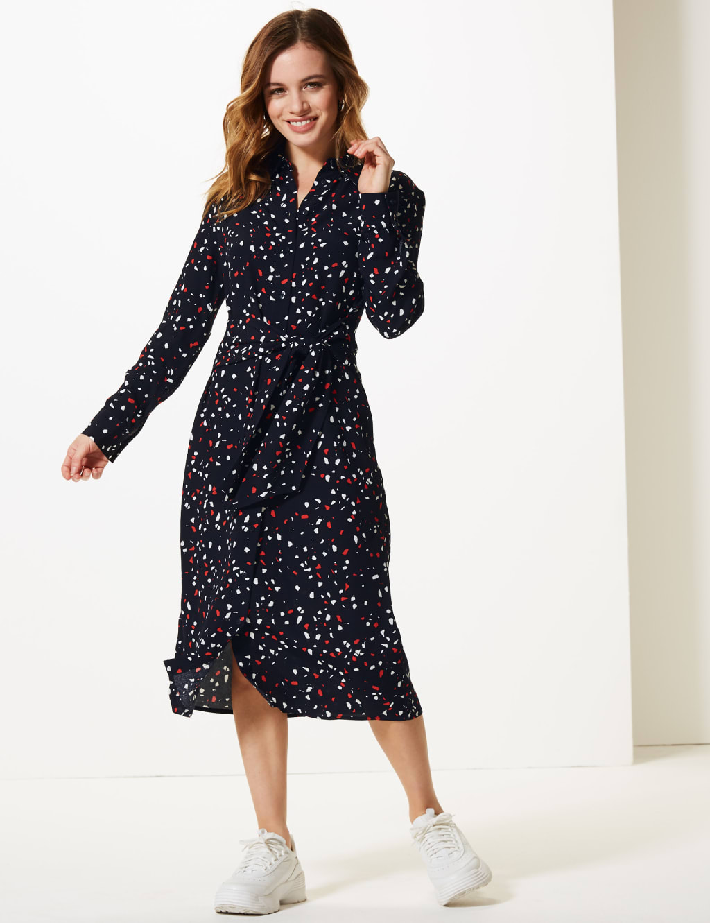 PETITE Printed Shirt Midi Dress 3 of 4