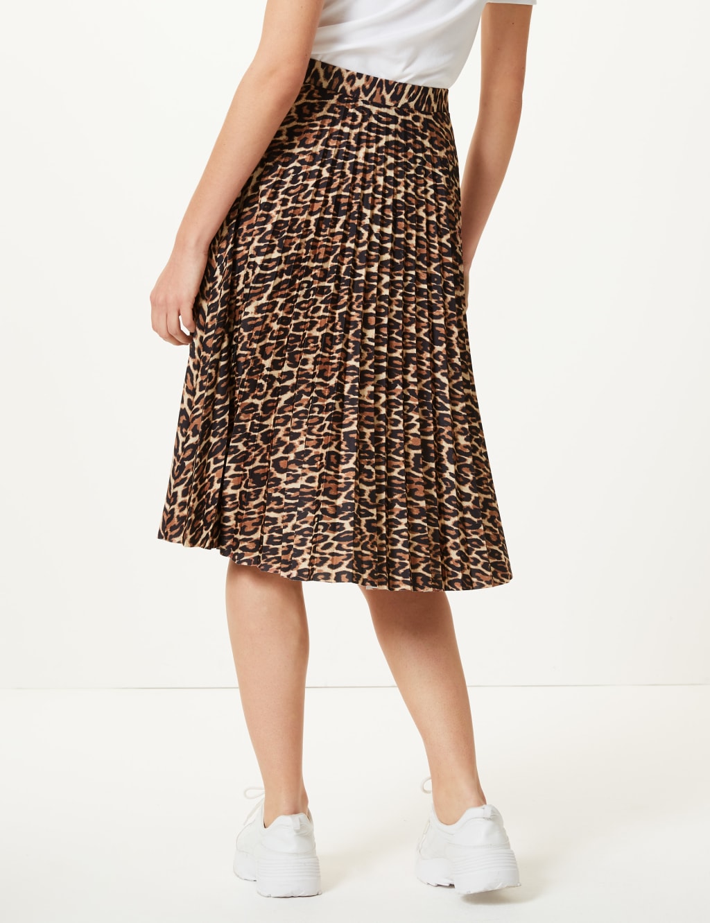 M&s collection animal print pleated midi skirt outlet