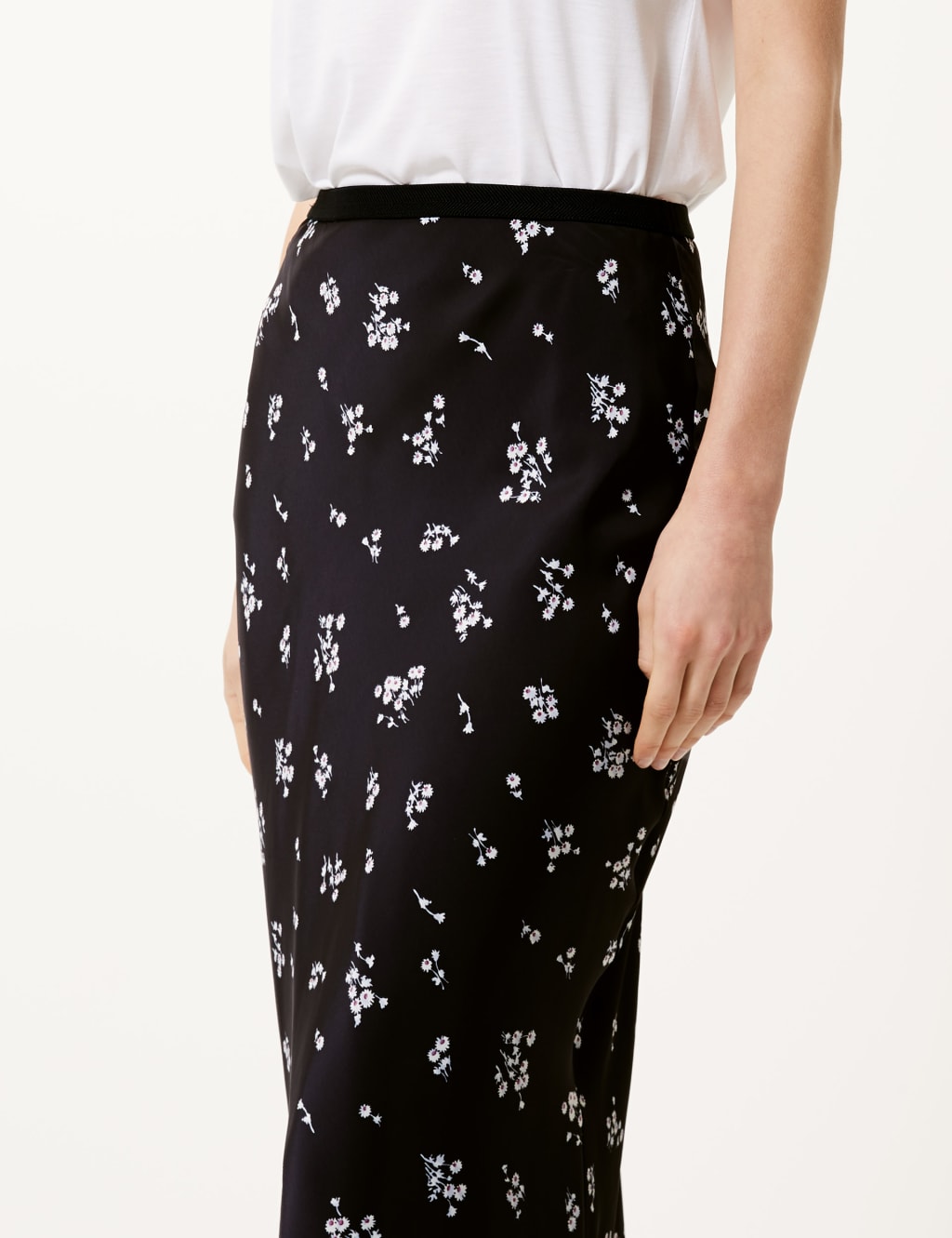 Floral Print Slip Midi Skirt M S Collection M S