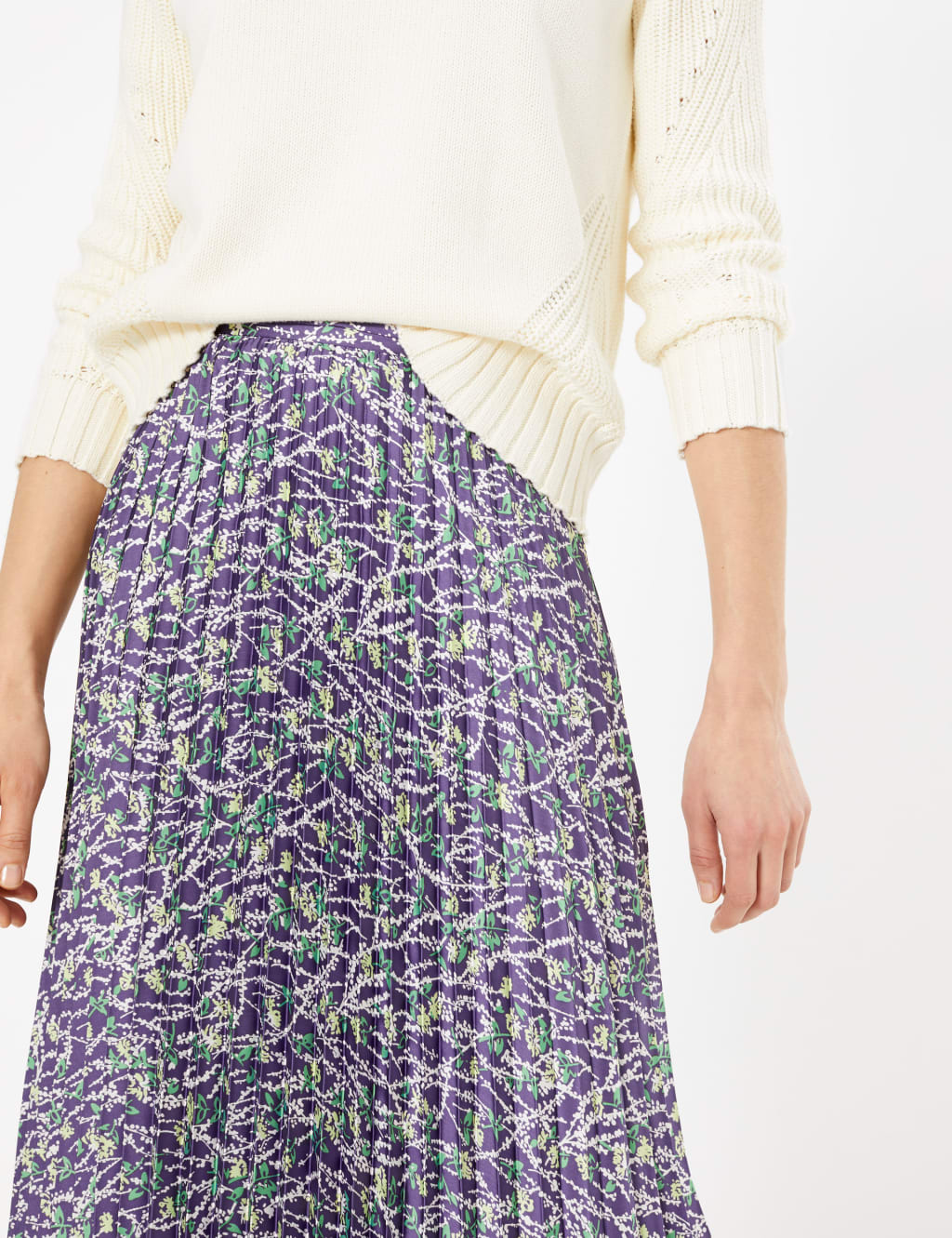 Floral Pleated Midi Skirt M S Collection M S