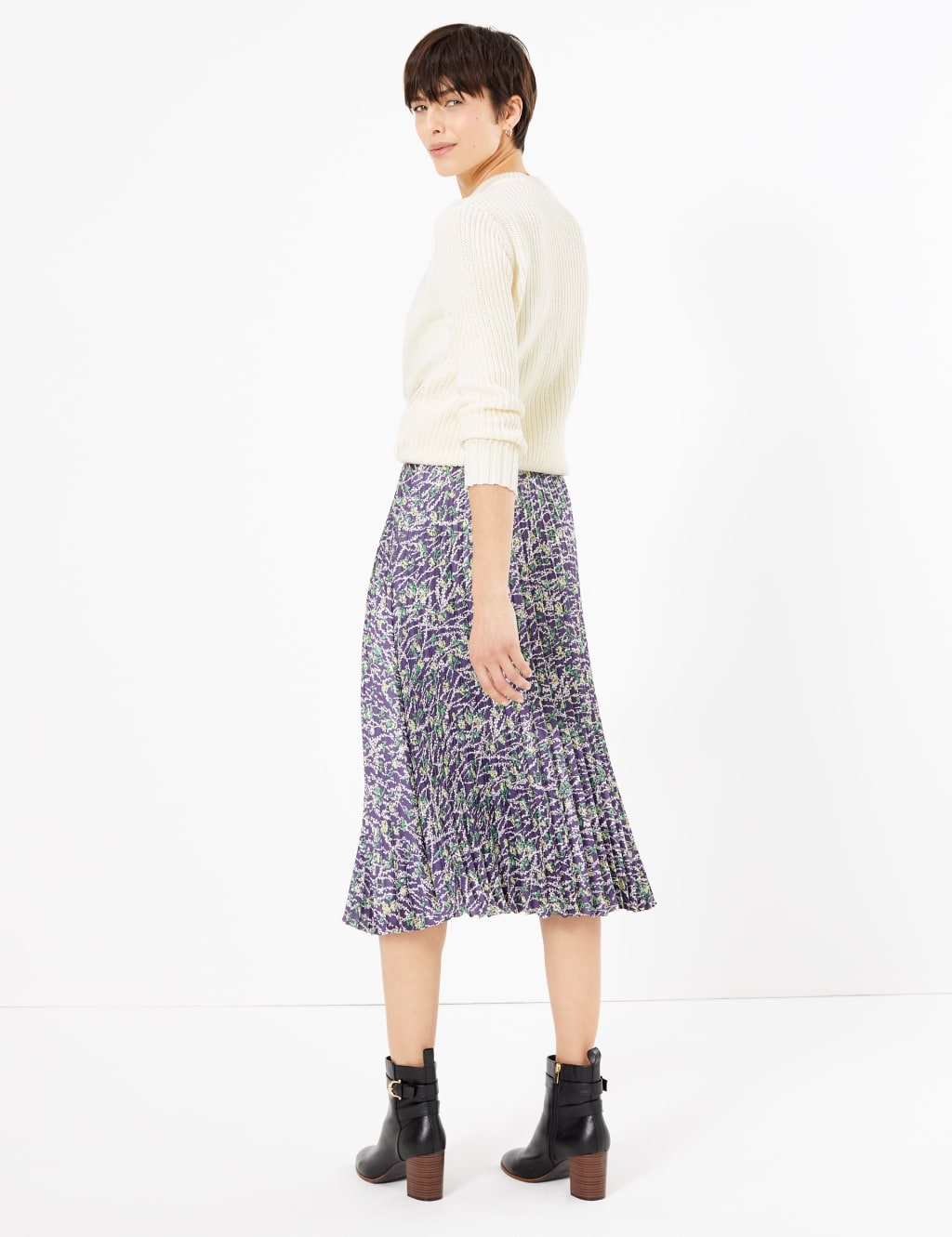 Floral Pleated Midi Skirt 4 of 5