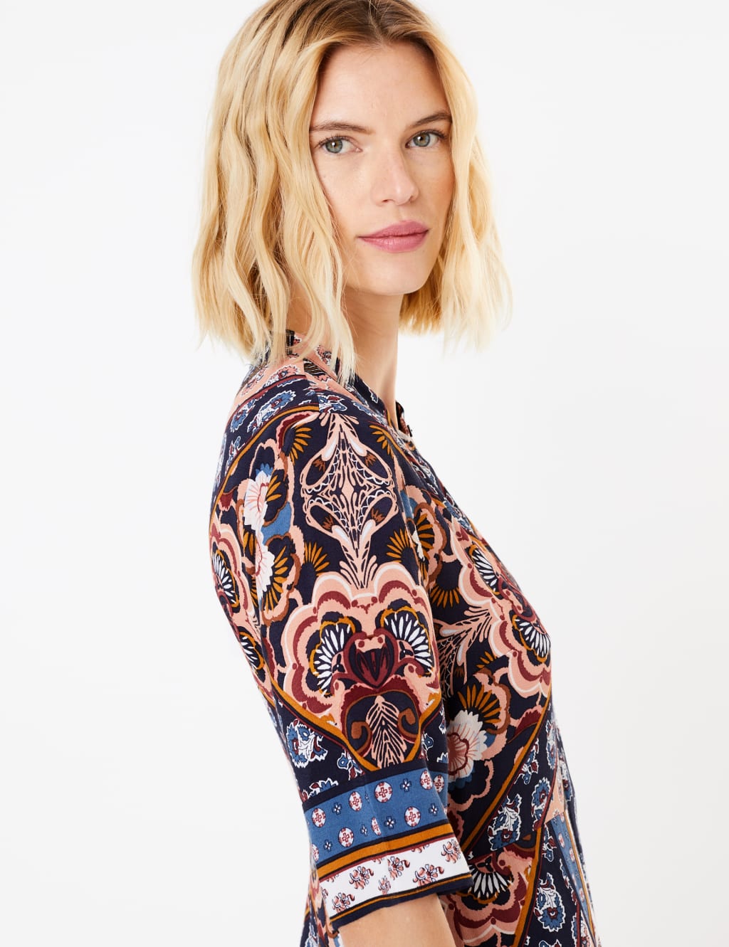Scarf Placement Print Shirt Midi Dress 3 of 5