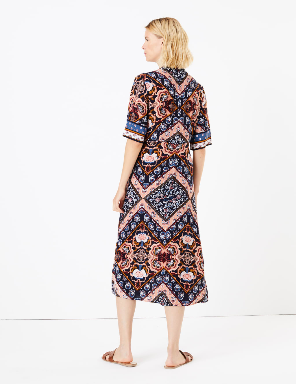 Scarf Placement Print Shirt Midi Dress 5 of 5